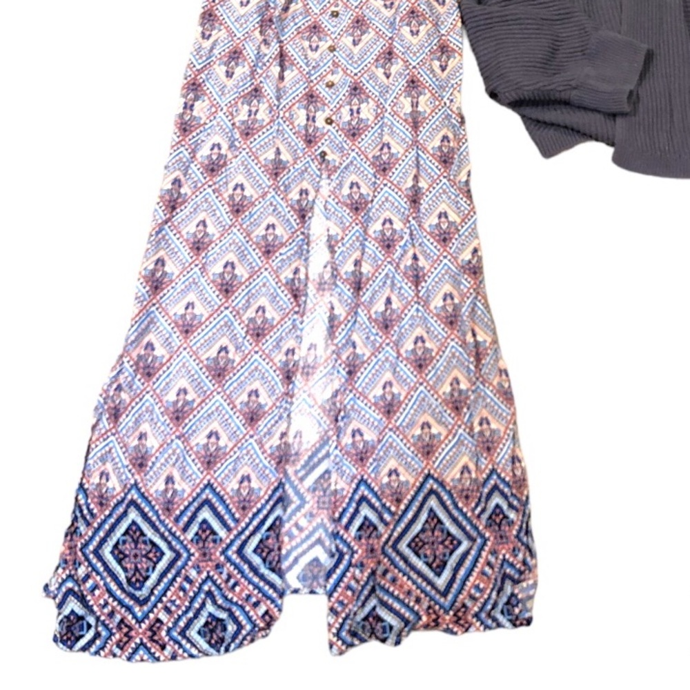 Shosho boho Maxi Dress blue pink size large - Picture 8 of 11